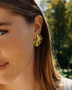 Edblad korvakorut Gerana Studs L, Gold pleated