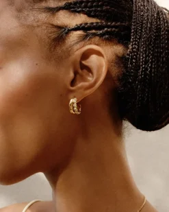 Edblad korvakorut Grace Hoops L, Gold pleated