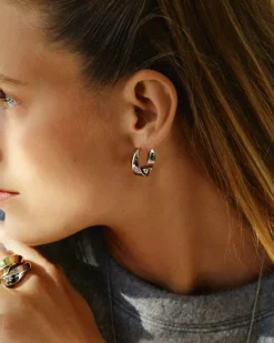 Edblad korvakorut, HELIX HOOPS L STEEL Hopeanharmaa