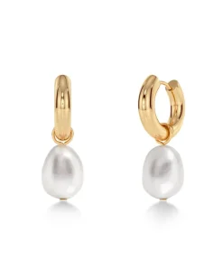 Edblad korvakorut Perla Hoops L Gold, Gold pleated