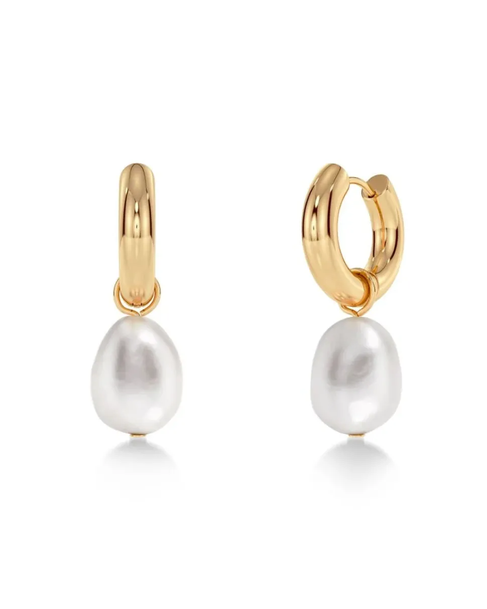 Edblad korvakorut Perla Hoops L Gold, Gold pleated