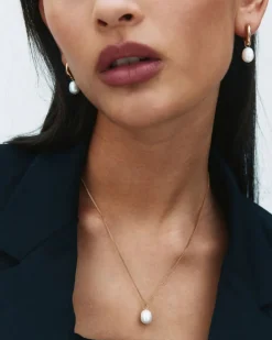 Edblad korvakorut Perla Hoops L Gold, Gold pleated