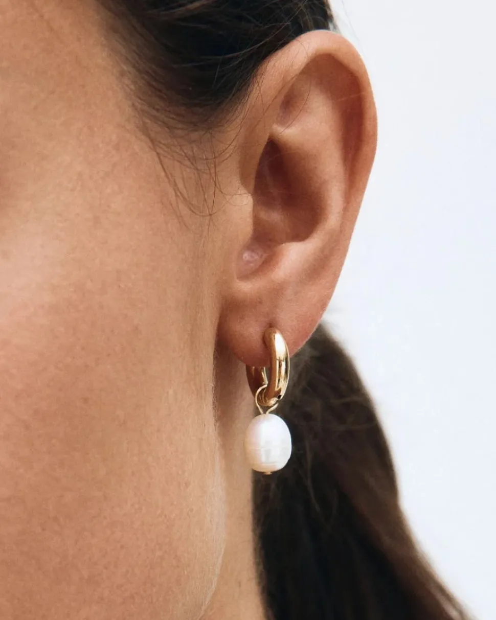 Edblad korvakorut Perla Hoops L Gold, Gold pleated