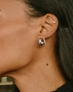 Edblad korvakorut, PLIÉ HOOPS DOUBLE STEEL Hopeanharmaa