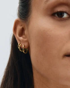 Edblad korvakorut Triple Pair Hoops, Gold pleated