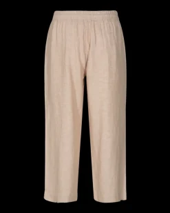 Freequent Naisten housut LA PANT 7/8 LINEN Vaalea Beige
