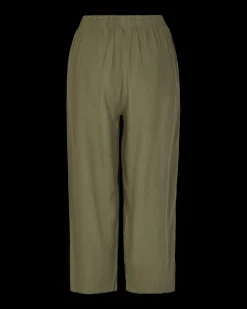 Freequent Naisten housut LA PANT 7/8 LINEN Khaki