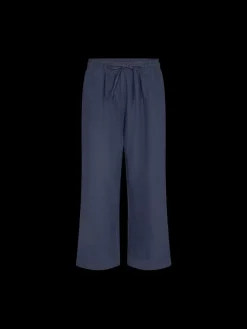 Freequent Naisten housut LA PANT 7/8 LINEN Tummansininen