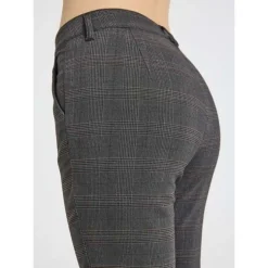 Freequent Naisten Housut, REX PANT Beige Ruutu