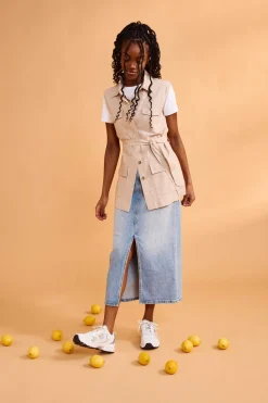 Freequent Naisten Liivi, LAVA WAISTCOAT Vaalea Beige