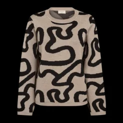 Freequent Naisten Neule, ANI PULLOVER Beige Kuosi