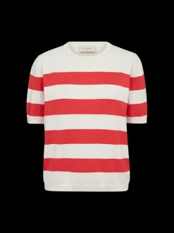 Freequent naisten neulepusero, PIXIE PU Raidallinen Punainen