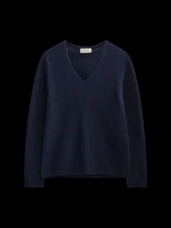 Freequent naisten neulepusero FQELLIS-V-PU, tummansininen