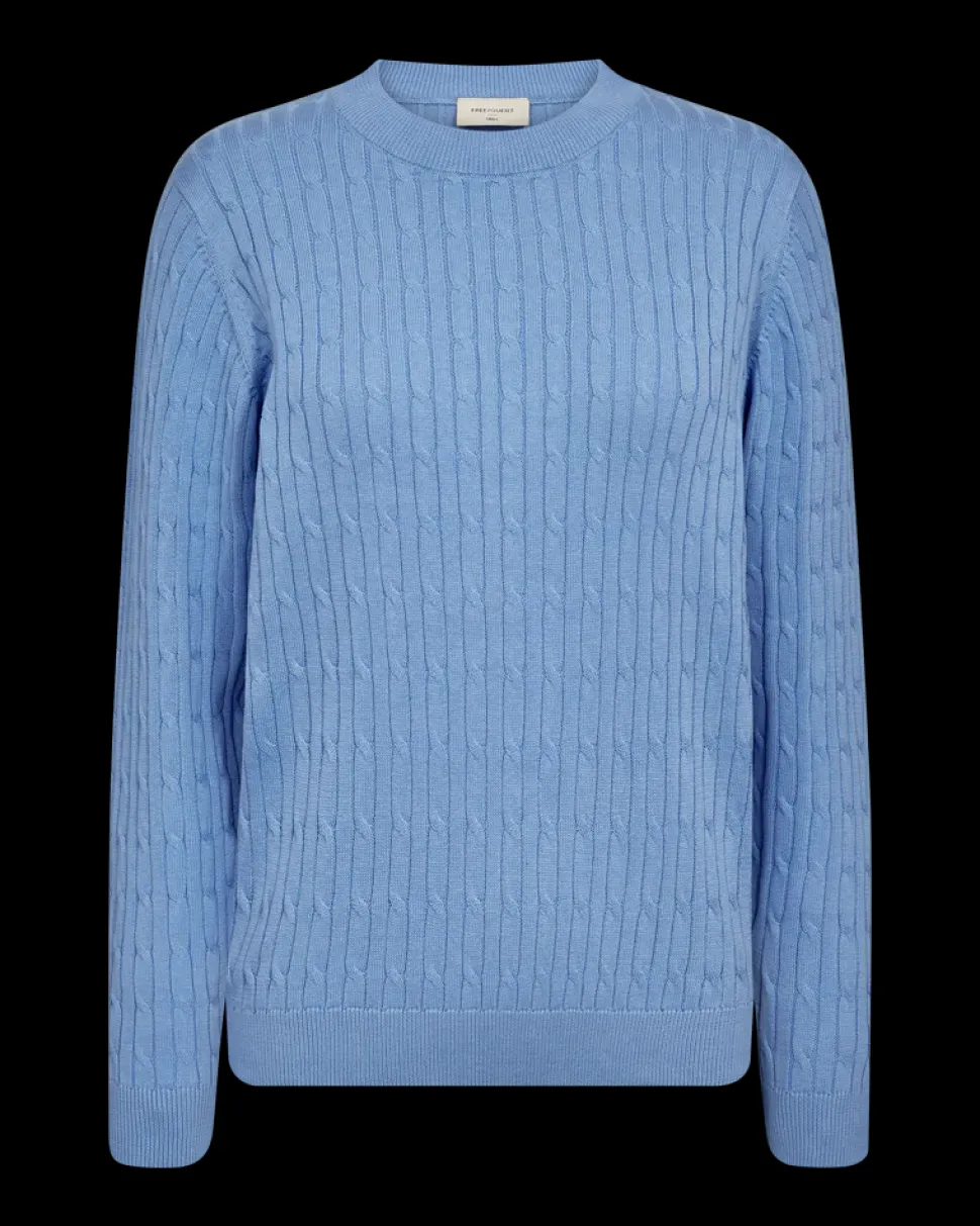 Freequent naisten neulepusero Dodo Pullover, vaaleansininen