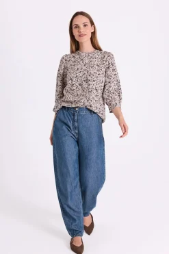 Freequent naisten pusero Molli Shirt, kuosillinen beige