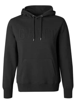 Gant miesten collegehuppari, EMBOSSWED SWEAT HOODIE Musta