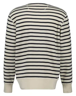 Gant miesten collegepaita, STRIPED WAFFLE SWEAT C-NECK Raidallinen Valkoine