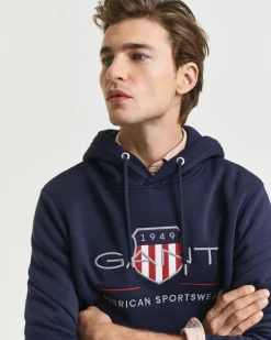 Gant miesten collegepusero, REG ARCHIVE SHIELD HOODIE TUMMANSININEN