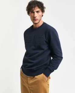 Gant miesten collegepusero, K EMBOSSED C-NECK SWEAT TUMMANSININEN