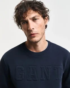 Gant miesten collegepusero, K EMBOSSED C-NECK SWEAT TUMMANSININEN