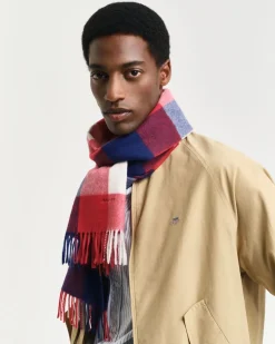 Gant Miesten Huivi, CHECK MERINO WOOL SCARF Punainen Ruutu