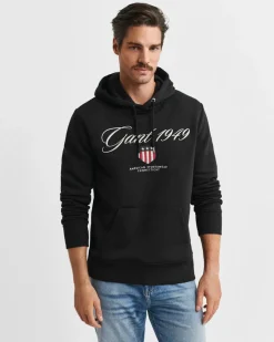 Gant miesten huppari Graphic Hoodies Embroidery, musta