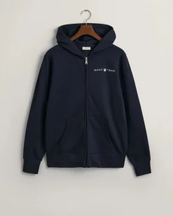 Gant Miesten Huppari, K PRINTED GRAPHIC FULL ZIP HOODIE Tummansininen