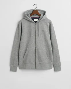 Gant miesten huppari K SHIELD FULL ZIP HOODIE, keskiharmaa