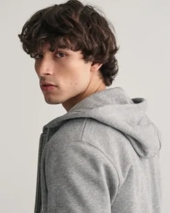 Gant miesten huppari K SHIELD FULL ZIP HOODIE, keskiharmaa