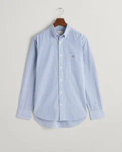 Gant Miesten Kauluspaita, REG POPLIN BANKER Raidallinen Sininen