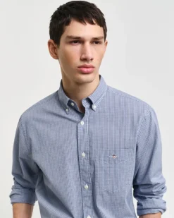 Gant miesten kauluspaita, K POPLIN MICRO GINGHAM SININEN RUUTU