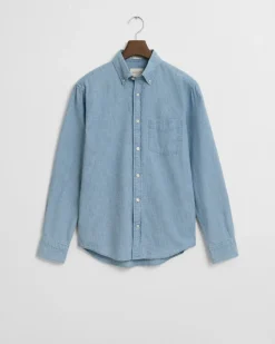 Gant miesten kauluspaita, REG INDIGO CHAMBRAY SHIRT Vaaleansininen