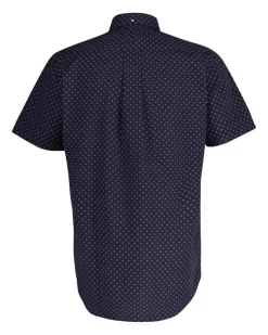 Gant miesten lyhythihainen kauluspaita, REG MICRO PRINT SS SHIRT Sininen Kuosi