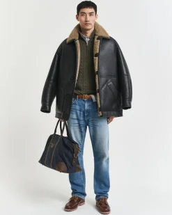 Gant miesten neule, COTTON CABLE HALF ZIP Tummanvihreä