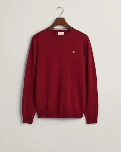 Gant Miesten Neulepaita, SUPERFINE LAMBSWOOL C-NECK Viininpunainen