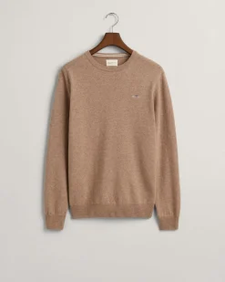 Gant Miesten Neulepaita, SUPERFINE LAMBSWOOL C-NECK Beige