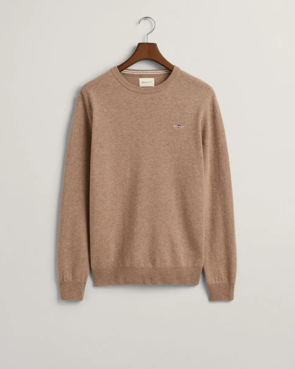 Gant Miesten Neulepaita, SUPERFINE LAMBSWOOL C-NECK Beige