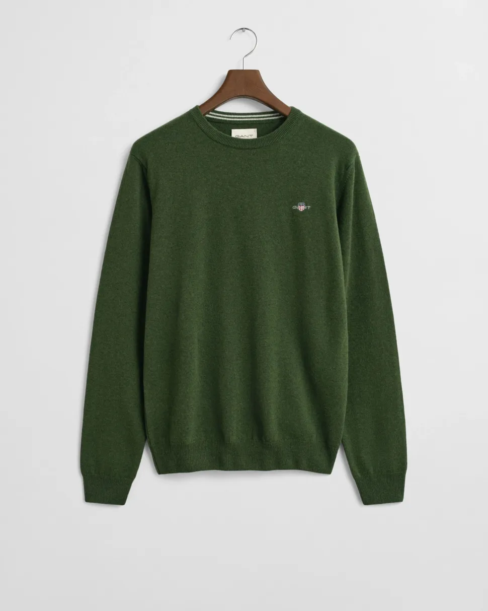 Gant Miesten Neulepaita, SUPERFINE LAMBSWOOL C-NECK Tummanvihreä