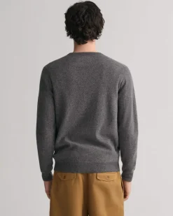 Gant Miesten Neulepaita, SUPERFINE LAMBSWOOL C-NECK Tummanharmaa