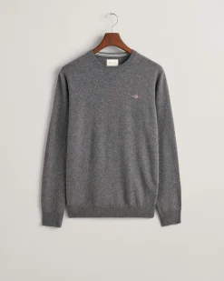 Gant Miesten Neulepaita, SUPERFINE LAMBSWOOL C-NECK Tummanharmaa