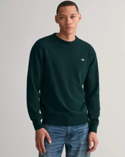 Gant Miesten Neulepaita, SUPERFINE LAMBSWOOL C-NECK Armeijanvihreä