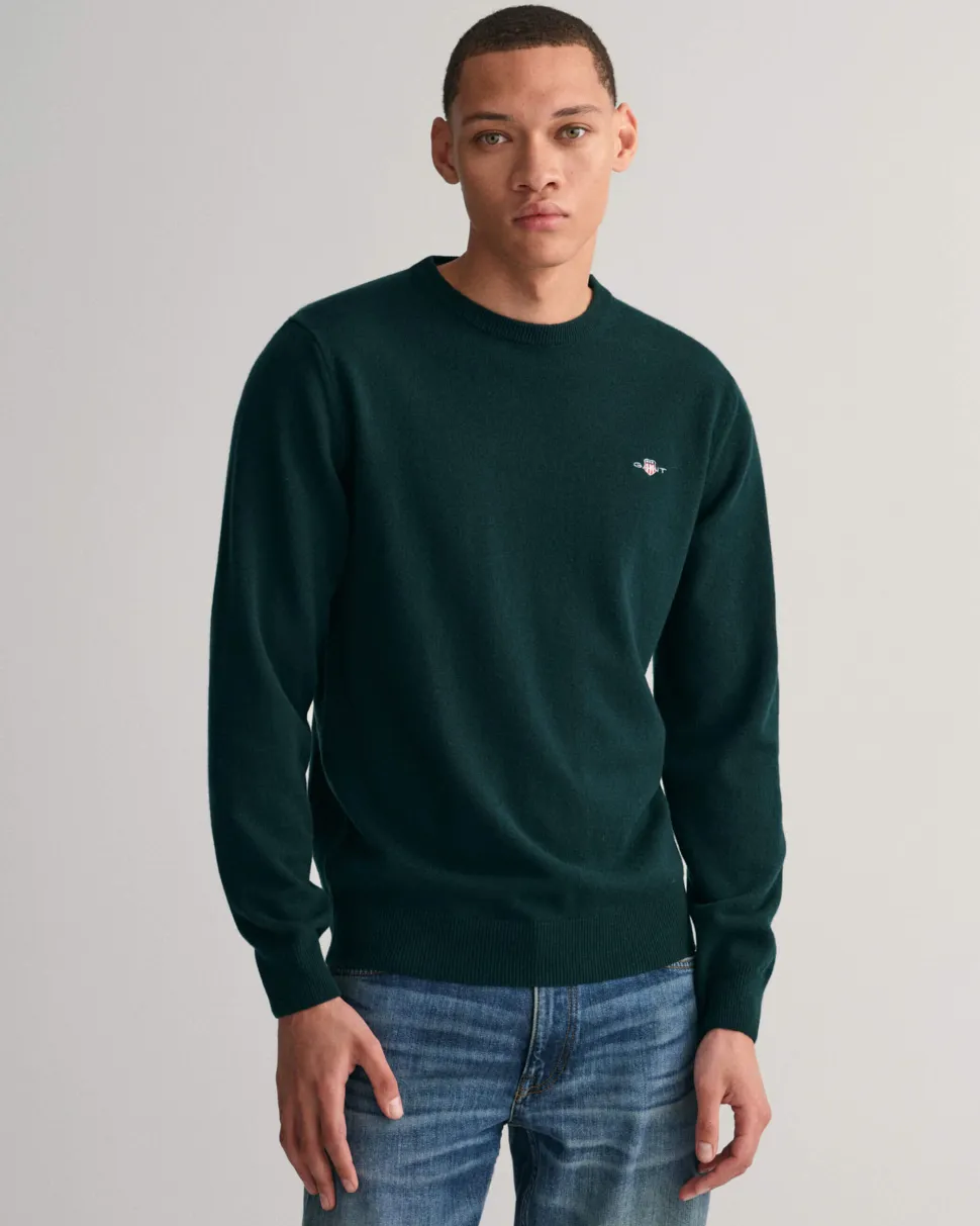 Gant Miesten Neulepaita, SUPERFINE LAMBSWOOL C-NECK Armeijanvihreä