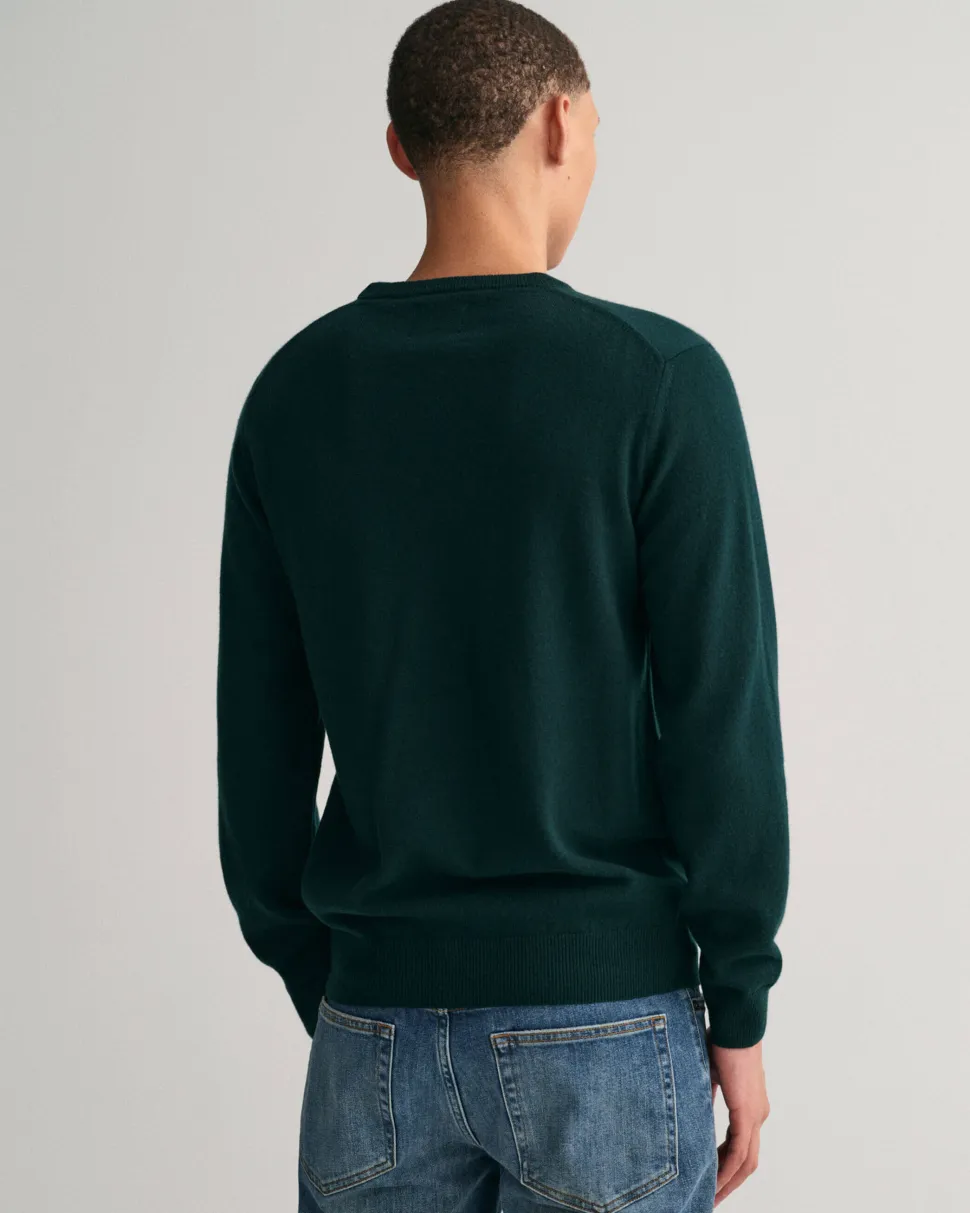 Gant Miesten Neulepaita, SUPERFINE LAMBSWOOL C-NECK Armeijanvihreä