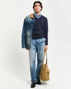 Gant miesten neulepsuero, K SUPERFINE LAMBSWOOL C-NECK SININEN, INDIGO