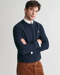 Gant miesten neulepusero, K COTTON MICRO TEXTURED C-NECK TUMMANSININEN