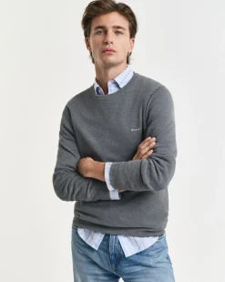 Gant miesten neulepusero, K COTTON PIQUE C-NECK TUMMANHARMAA