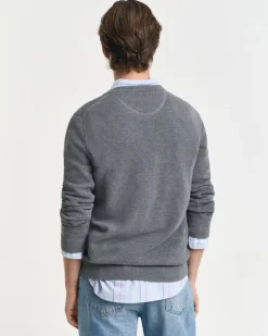 Gant miesten neulepusero, K COTTON PIQUE C-NECK TUMMANHARMAA