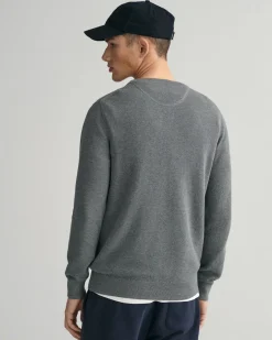 Gant miesten neulepusero, K COTTON PIQUE C-NECK TUMMANHARMAA