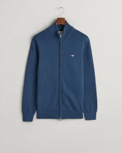 Gant miesten neuletakki, CASUAL COTTON ZIP CARDIGAN Indigo