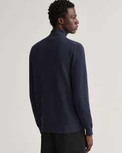 Gant Miesten Neuletakki, Cotton Pikee Zip Cardigan Tummansininen